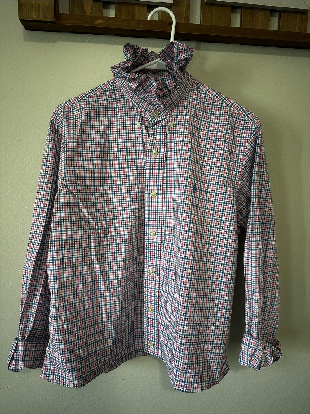 Viral Polo by Ralph Lauren Blue and Pink Plaid Button-Down Shirt